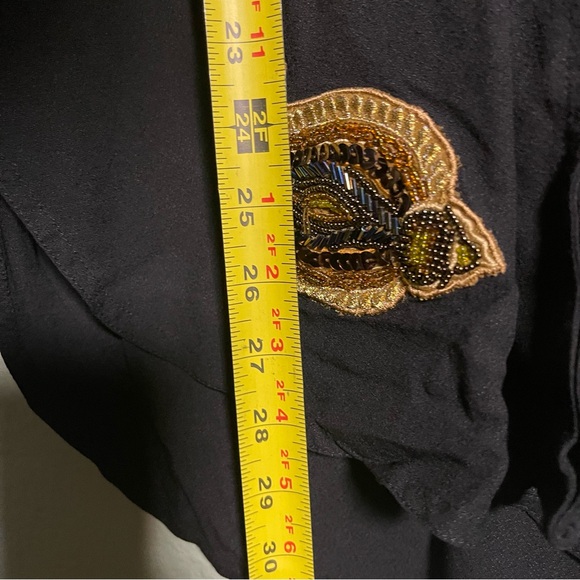 Naga Milo Black Beaded Long Sleeve Blouse S Small with Paisley Pattern Details. - Picture 12 of 12